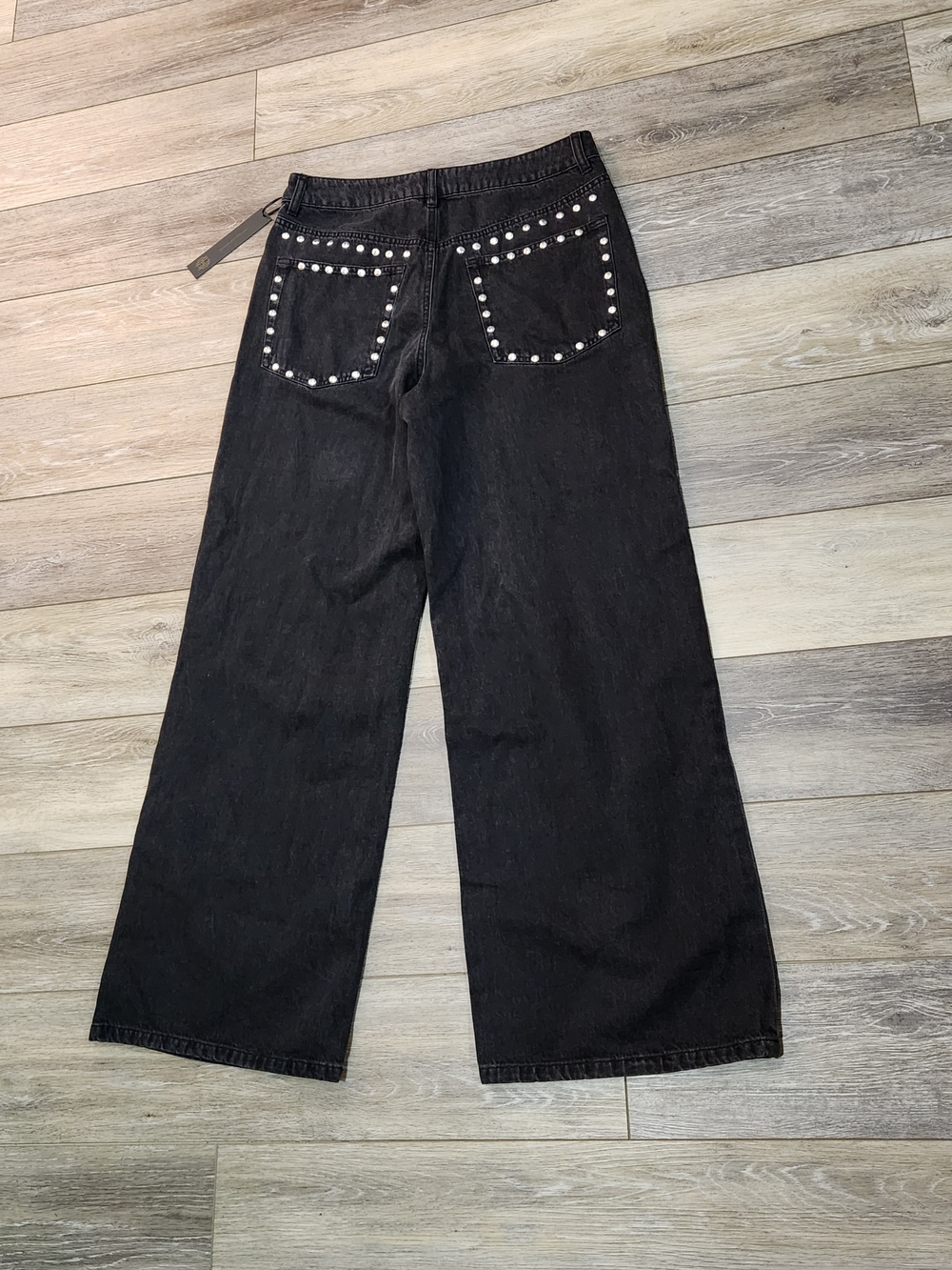 House of Harlow 1960 Black Wide-Leg Studded Jeans Size 10 - Picture 4 of 8